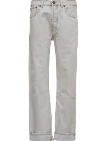 Saint Laurent Straight Cut Jeans In Gray Denim