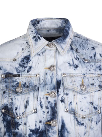 Philipp Plein Woman Bleached Denim Jacket