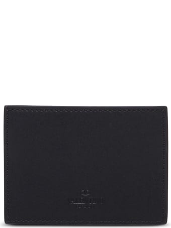 Valentino Garavani Black Leather Card Holder With Logo