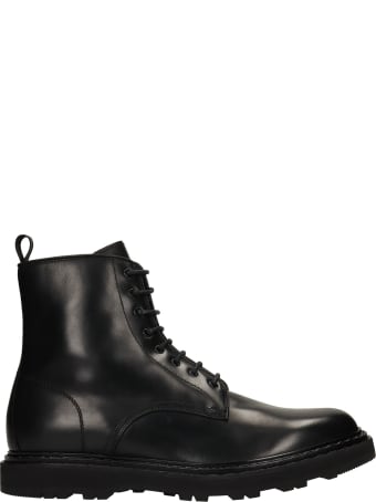 Officine Creative Lydon 004 Combat Boots In Black Leather