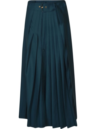 Alberta Ferretti Rear Zip Belted Pleated Skirt