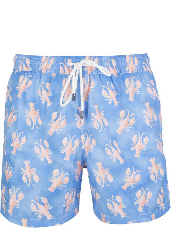 Fedeli Blue And Pink Lobster Madeira Man Swimsuit