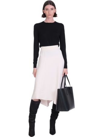 Theory Combo Flare Skirt In Beige Polyester