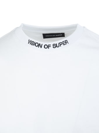 Vision of Super White Oversize T-shirt With Black And Red Double Flames