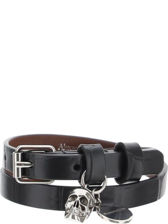 Alexander McQueen Pionier Double Wrap Leather Bracelet