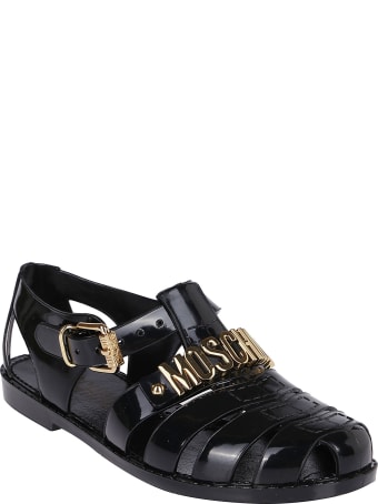 Moschino Black Rubber Sandals