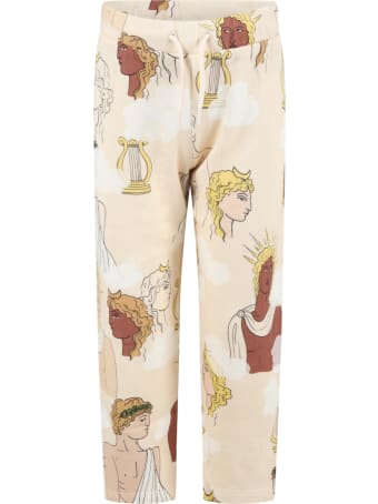 Mini Rodini Ivory Sweatpants For Kids With Divinities
