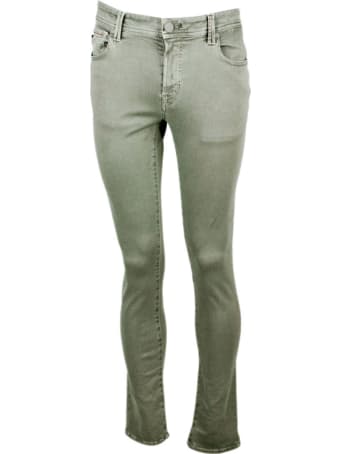Sartoria Tramarossa Leonardo Slim Trousers In 5-pocket Stretch Cotton Gabardine With Sartorial Stitching