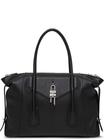 Givenchy Antigona Lock Handbag In Black Leather