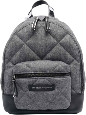 Brunello Cucinelli Unisex Gray Backpack