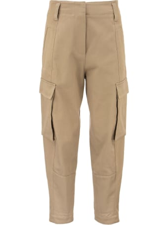 Brunello Cucinelli Dyed Couture Denim Ergonomic Barrel Leg Trousers With Cargo Pockets, Monili And Ankle Zippers