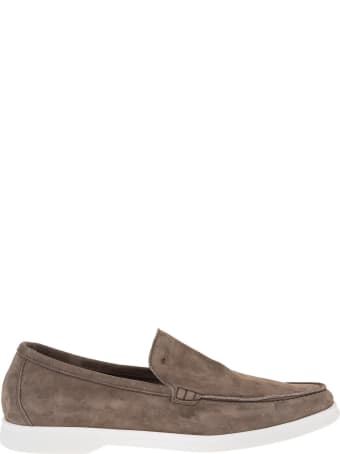 Andrea Ventura Man Taupe Suede Loafer With White Latex Sole