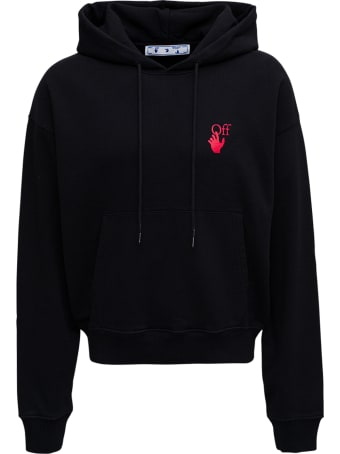 Off-White Black Cotton Hoodie With Starred Arrow Print