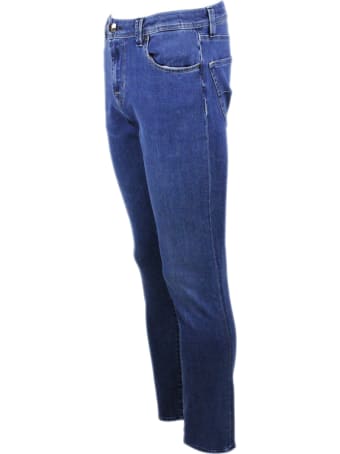 Sartoria Tramarossa Leonardo Slim Jeans In Bi-stretch Denim With 5 Pockets With Tailored And Initial Stitching