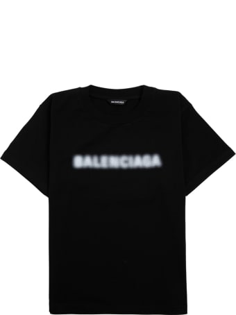 Balenciaga Black Jersey T-shirt With Logo Print