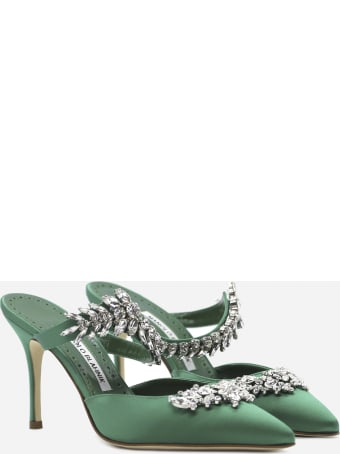 Manolo Blahnik Lurum Décolleté In Silk Embellished With Crystals