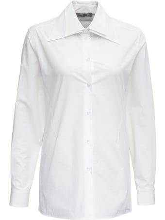 Valentino White Cotton Poplin Shirt With Double Classic Collar