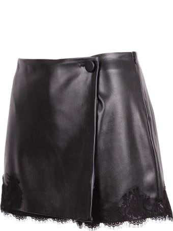 Ermanno Firenze Faux Leather Skirt With Lace Details