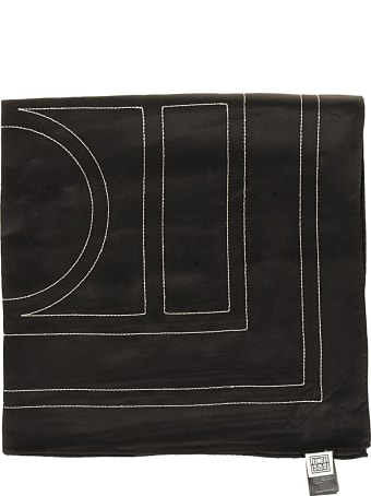 Totême Embroidered Monogram Silk Scarf