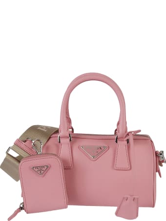 Prada Top Zip Logo Plaque Satchel