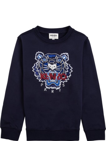 Kenzo Kids Blue Cotton Sweatshirt With Logo
