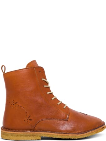 Emile Et Ida Brown Leather Boots With Inlaid Flowers Detail