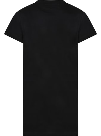 Balmain Black Dress For Girl With Logo