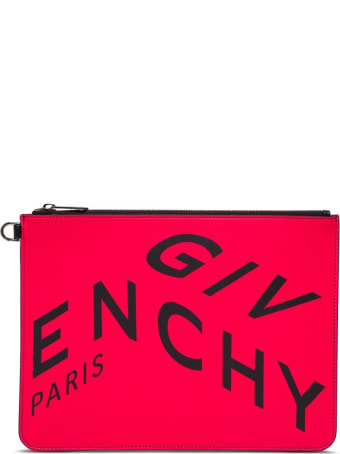 Givenchy Fragment Clutch In Leather With Contrasting Logo Print