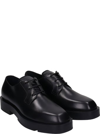Givenchy Derby Squared Lace Up Shoes In Black Leather