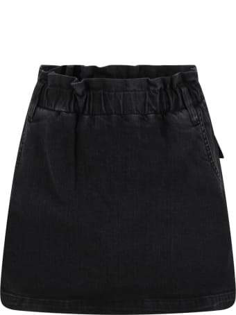 Douuod Black Skirt For Girl With Patch Logo