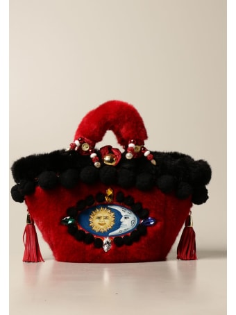 Sikuly Handbag Cuttigghiara Sikuly Coffa Bag With Fur And Pompon