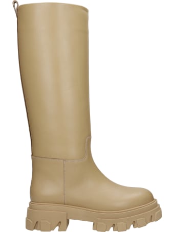 Gia X Pernille Teisbaek Perni 07 Low Heels Boots In Beige Leather