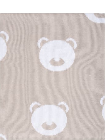Little Bear Beige Blanket For Baby Kids With Bears