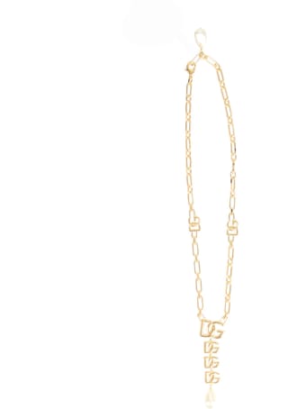 Dolce & Gabbana Dg Logo Pendant And Pearl Necklace