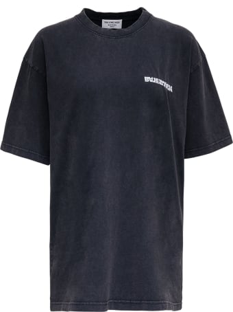 Balenciaga Black Jersey T-shirt With Logo Print