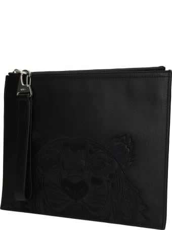 Kenzo Clutch In Black Leather