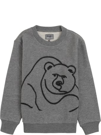 Il Gufo Grey Cotton Sweatshirt With Bear Print
