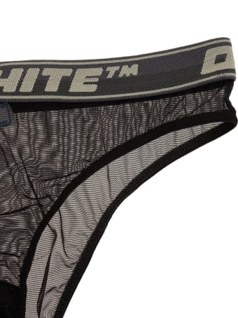 Off-White Transparent Black Briefs With Logo Band