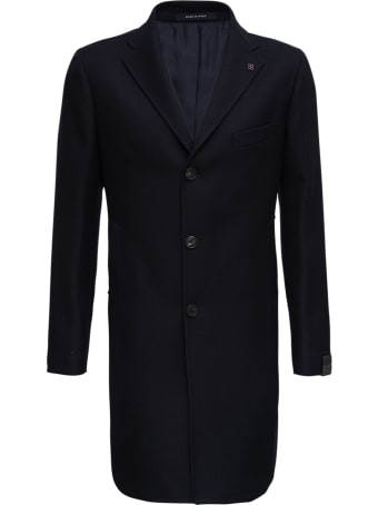 Tagliatore Basic Single-breasted Blue Wool Coat