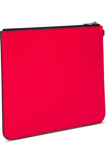 Givenchy Fragment Clutch In Leather With Contrasting Logo Print
