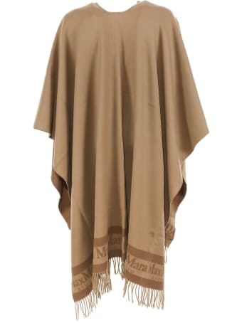 Max Mara Poncho In Camel Wool