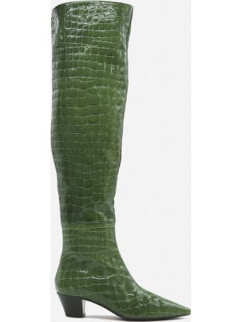 Aquazzura Tres Gainsbourg Boots In Crocodile Print Leather