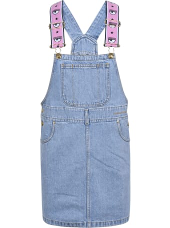 Chiara Ferragni Logomania Salopette Denim Dress