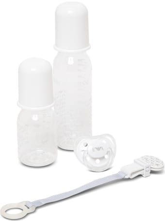 Emporio Armani Baby Bottle And Pacifier Set With Logo