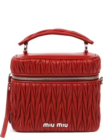 Miu Miu Red Handbag In Matelassé Effect Leather