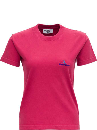 Balenciaga Pink Jersey T-shirt With Logo
