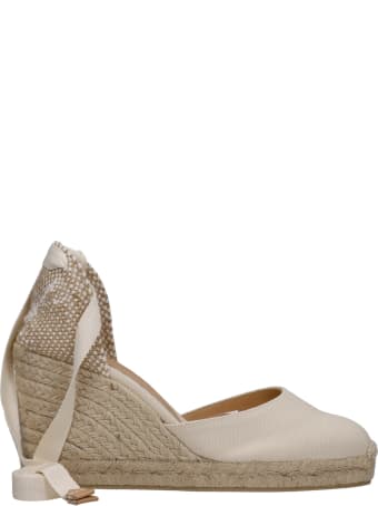 Castañer Carina Wedges In Beige Canvas