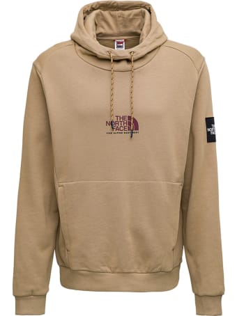 The North Face Beige Cotton Hoodie With Logo Print