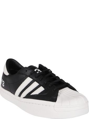 Y-3 Black And White Leather Yohji Star Sneakers
