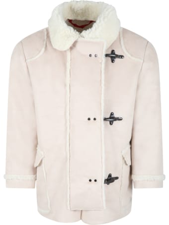 Fay Beige Jacket For Kids With Ivory Details